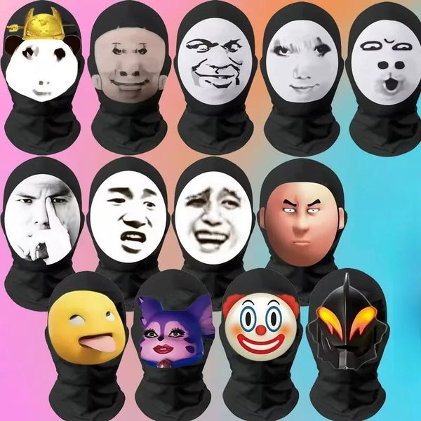 A collection of 3D celebrity face masks featuring various facial expressions and characters.
