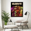 A framed canvas wall art poster featuring characters from Five Nights at Freddy's in a dark background.