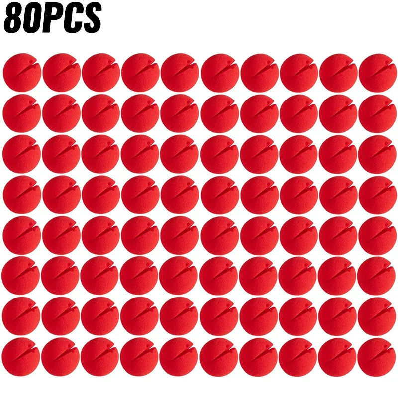 80 pieces of classic red clown nose soft foam balls for costumes and parties