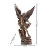 Bronzed Saint Michael Archangel resin figurine with wings and a sword on a base