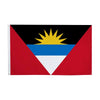 A flag design featuring a black field with a yellow sunburst and a blue and white horizontal stripe, set against a red triang