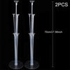 Two clear acrylic balloon column stands with a 70cm height for events