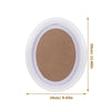 Elegant oval wooden wall photo frame with a light brown color and white border