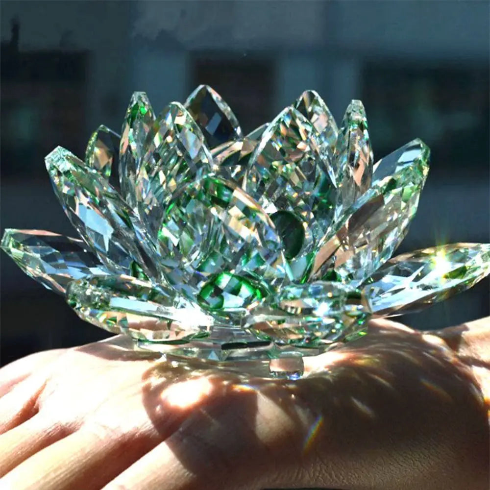 Crystal Lotus Flower Feng Shui Decorative Ornament