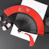 Traditional Bamboo Folding Fan with Solid Color Design