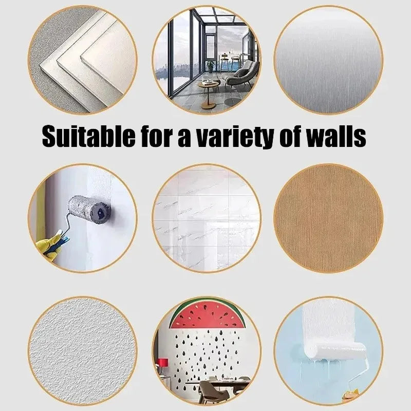 Various angles show self-adhesive PVC skirting board trim suitable for different wall surfaces and applications.