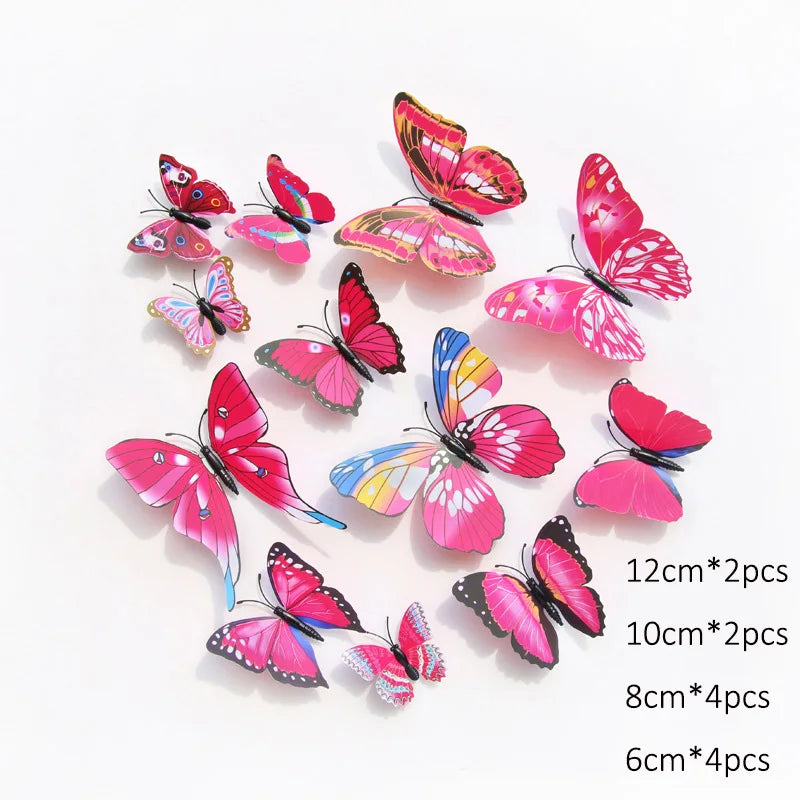 A collection of colorful 3D butterfly wall stickers in various sizes and colors.