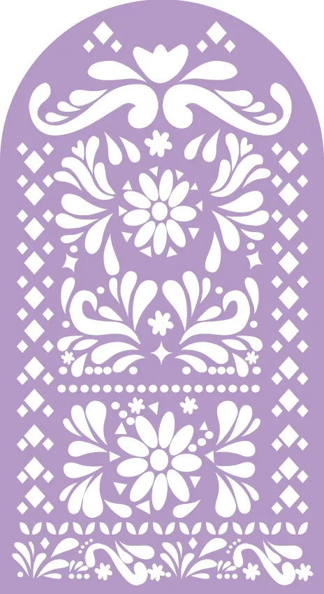 A purple and white floral pattern design suitable for an event backdrop.