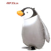 A realistic gray and white penguin foil balloon with an orange beak, shown from the side.