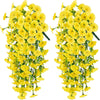 A bundle of bright yellow artificial morning glory hanging vine flowers for home and wedding decor.