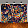 Day of the Dead Skeleton Carnival Backdrop for Halloween Party Decorations