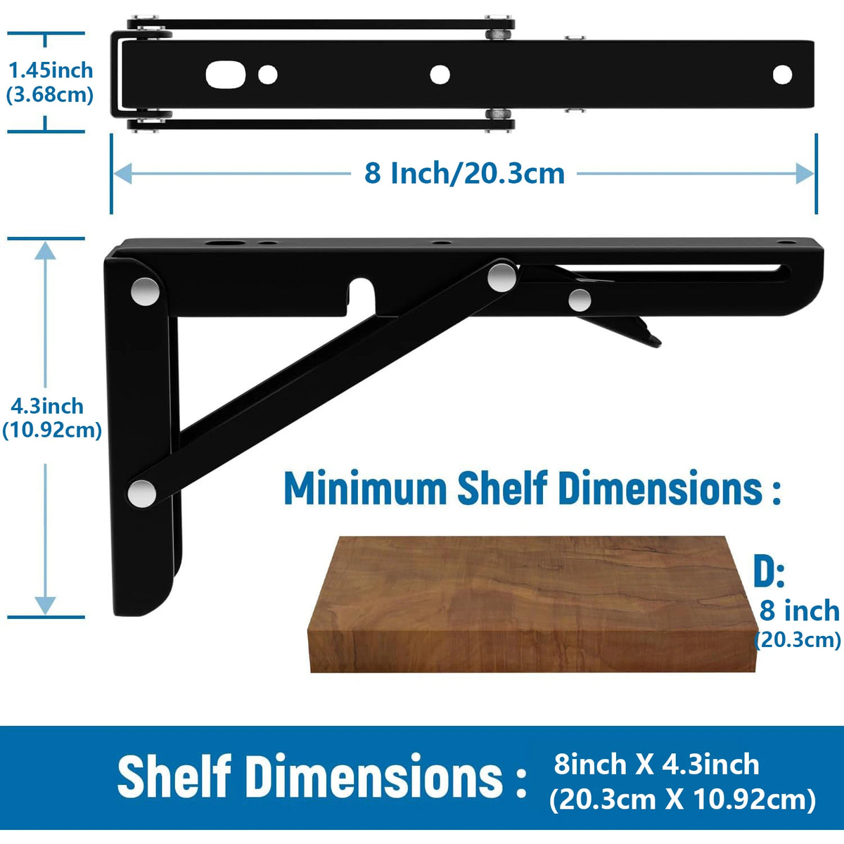 Heavy-Duty Adjustable Folding Shelf Brackets (2-Pack)