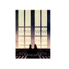 A vertical canvas wall art featuring a silhouette of Darth Vader and Obi-Wan Kenobi against a bright, grid-like background.