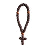Handmade 33-knot Orthodox prayer rope with a cross charm made of dark brown beads.