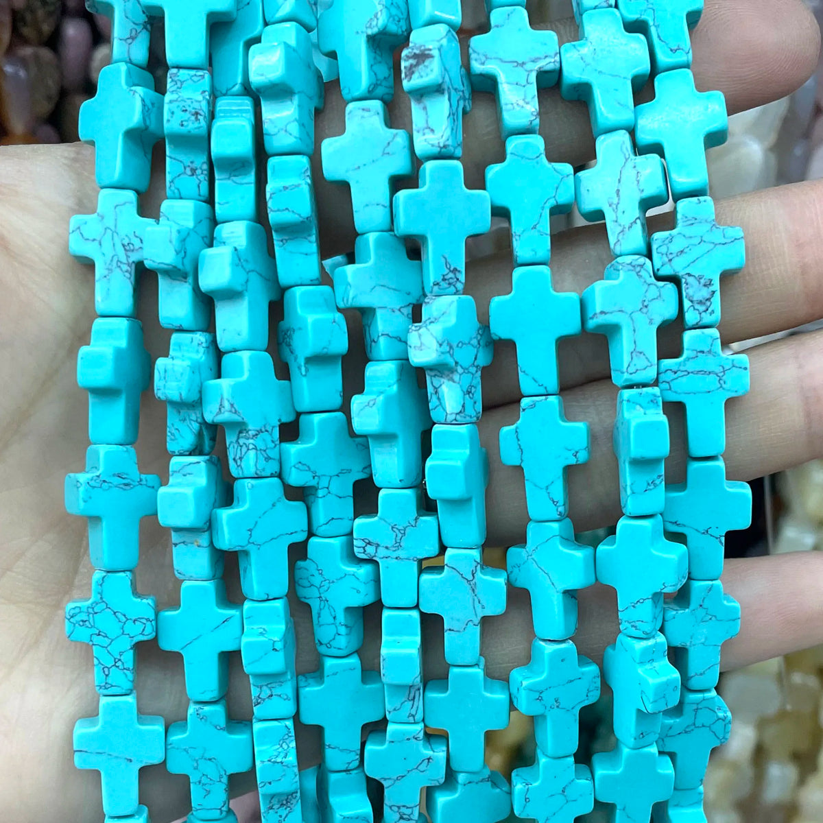 Natural Stone Cross Beads for Jewelry Making