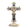 Golden Crucifix Figurine with Enamel Accents