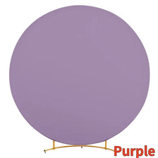 Fondo circular morado sólido con soporte dorado.