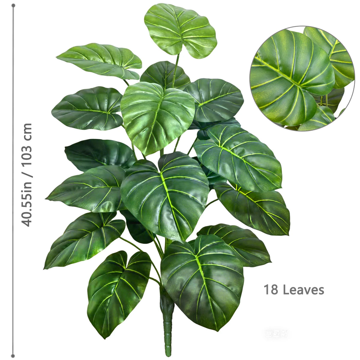 A vibrant artificial Monstera plant featuring large, glossy green silk leaves.