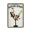 Vintage beer metal tin sign featuring a illustration of Sailor Jerry