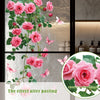 Pink rose and butterfly floral window decal showing the effect after pasting