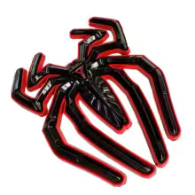 A black and red 3D metal spider emblem decal.