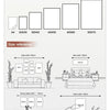 Reference guide showing various canvas sizes like A4, 20x30, 30x40, up to 50x70.