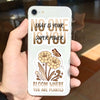 A white phone case features a motivational quote in brown text and a floral design, saying That is your super power Bloom whe