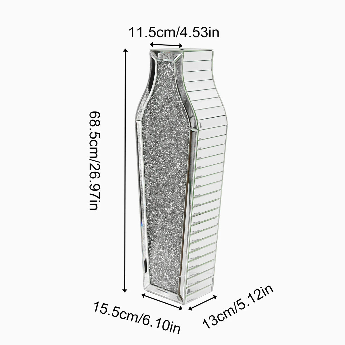 Crushed Diamond Mirrored Floor Vase