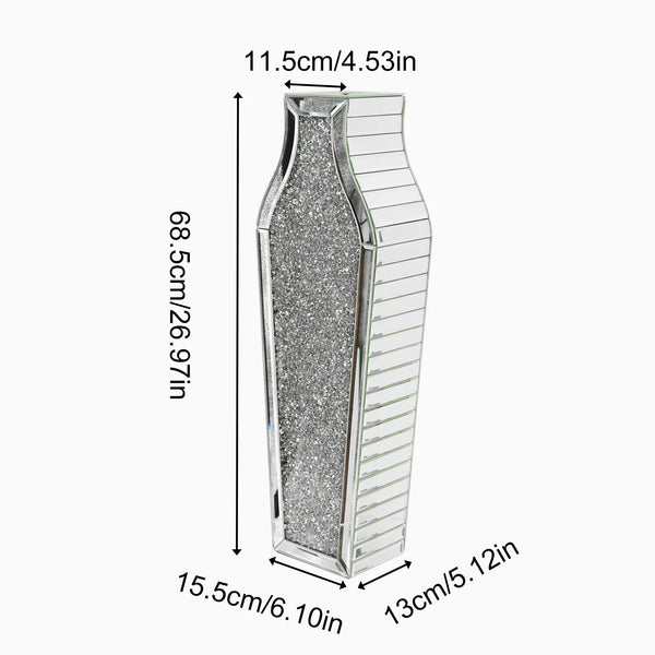 Crushed Diamond Mirrored Floor Vase