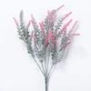 Sprigs of romantic lavender artificial flowers with pink blooms and silvery-green foliage