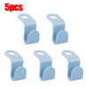Five light blue space-saving hanger connector hooks for organizing and hanging items.