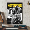 A canvas wall art print featuring a black and white image of Conor McGregor with a beard flexing.