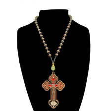 Orthodox Crucifix Cross Necklace with Rosary Beads