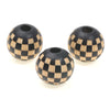 Three natural wooden checkered beads with holes for jewelry making