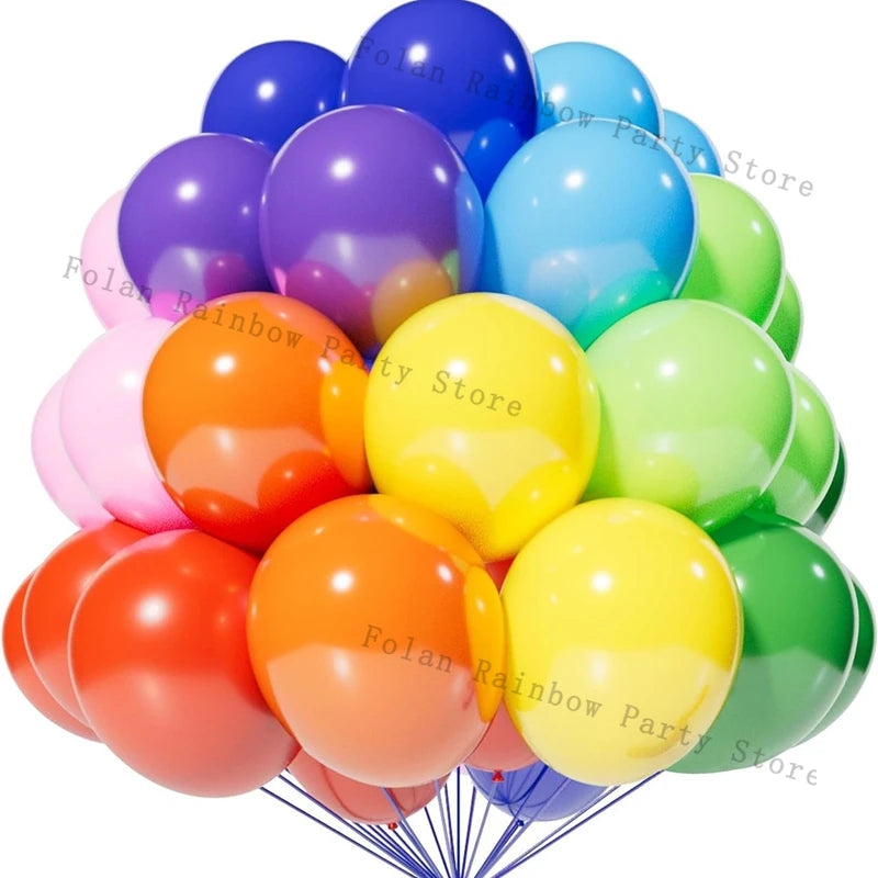 A colorful balloon garland set featuring matte latex balloons in shades of pink, purple, and blue.