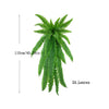 A vertical illustration of an artificial Persian fern hanging vine with 24 green leaves.
