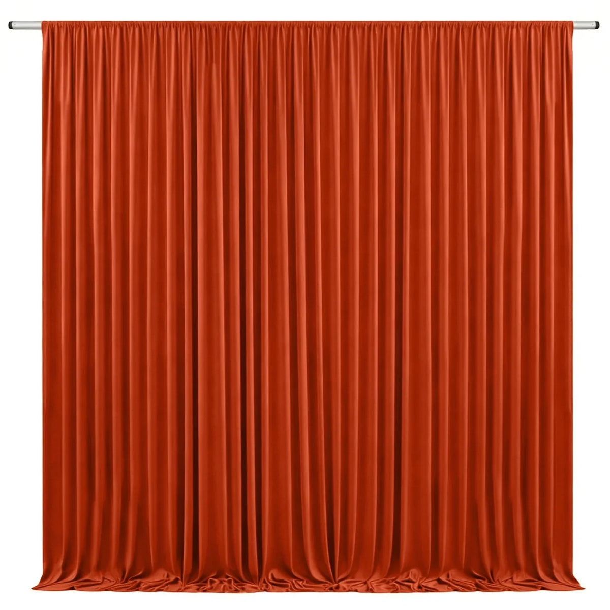 A floor-to-ceiling orange pleated fabric backdrop for events