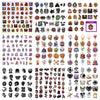 A collection of various skeleton-themed Halloween stickers and decals for laptops and other surfaces.