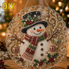 DIY Christmas pearl diamond painting snowman suncatcher with a metal chain