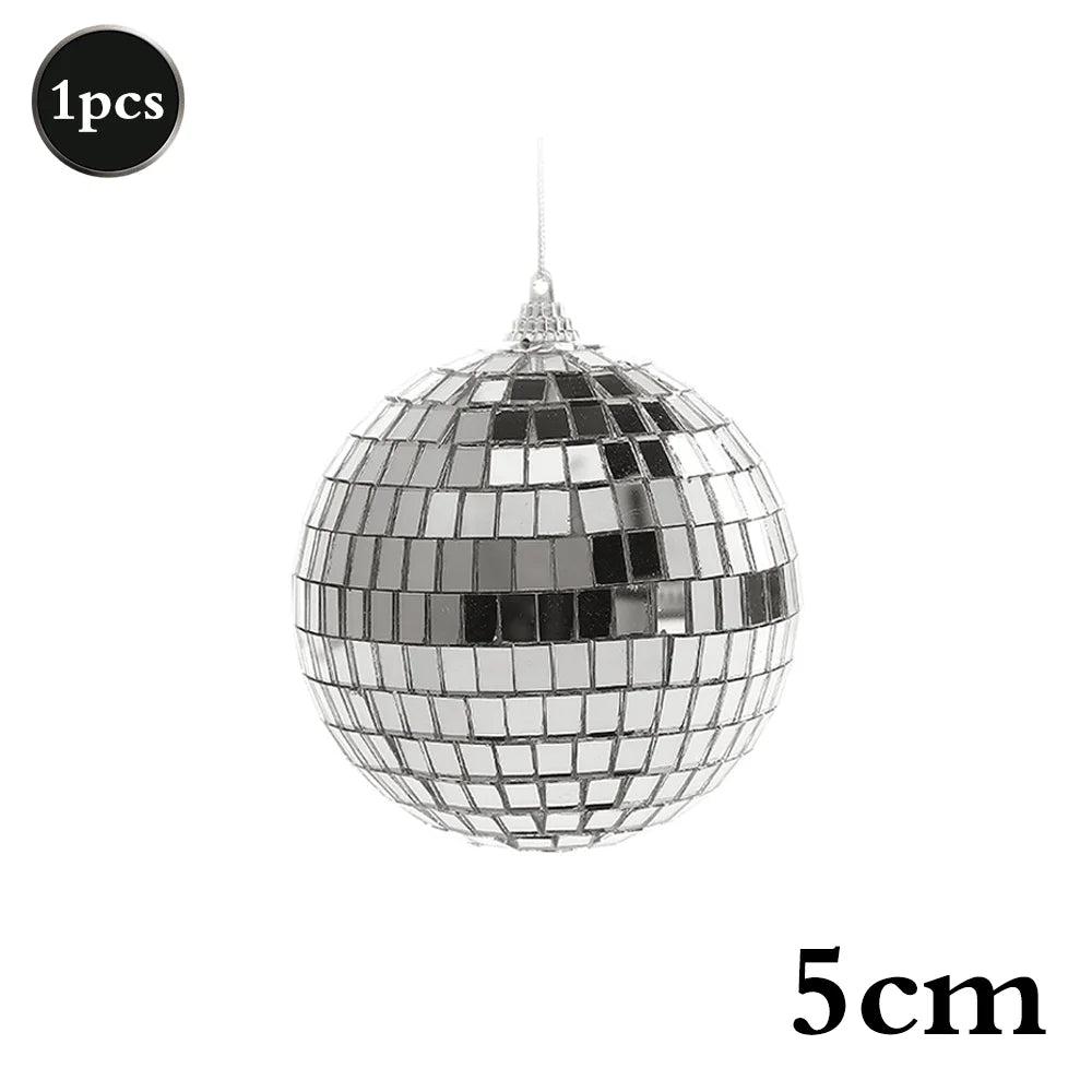 Silver mirror ball sphere with a hanging hook