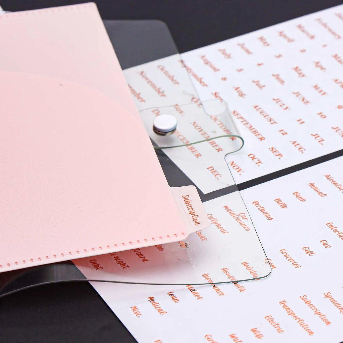 Transparent PET Index Tab Stickers with Hot Stamping – Monthly & Budget Organizers