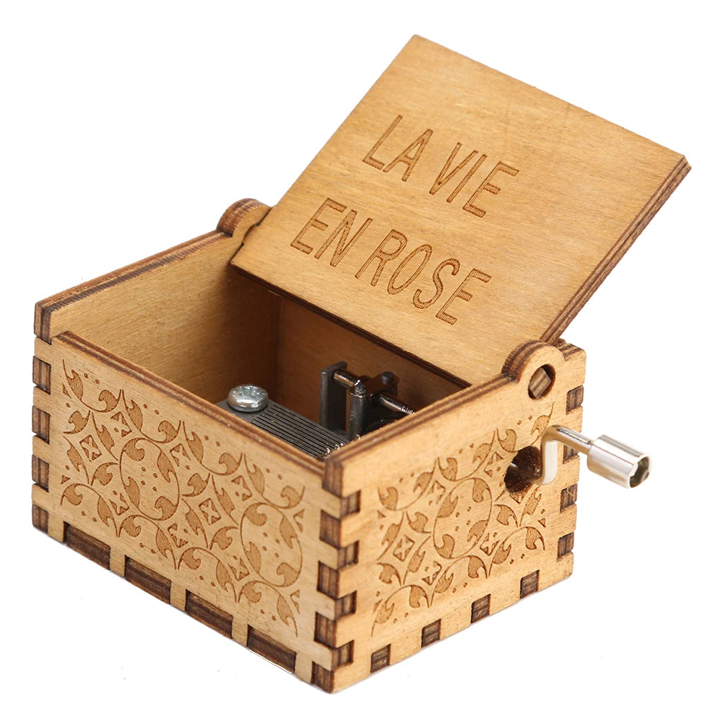 Retro Hand-Cranked Wooden Music Box