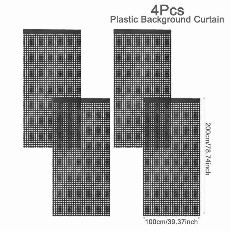 Four pieces of black plastic background curtain with a polka dot pattern