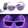 Pair of clear party glasses with pink LED lights and a black strap
