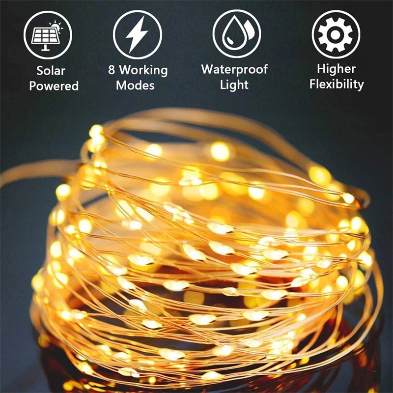 Solar-Powered Outdoor Festoon String Lights with Waterproof Garland Design