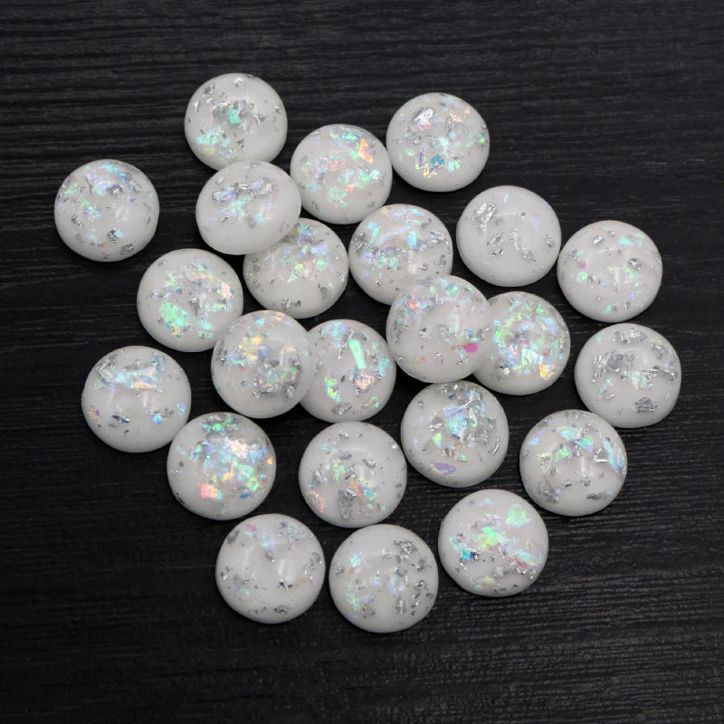 Mixed Color Resin Cabochons with Metal Foil Backing for Jewelry Making