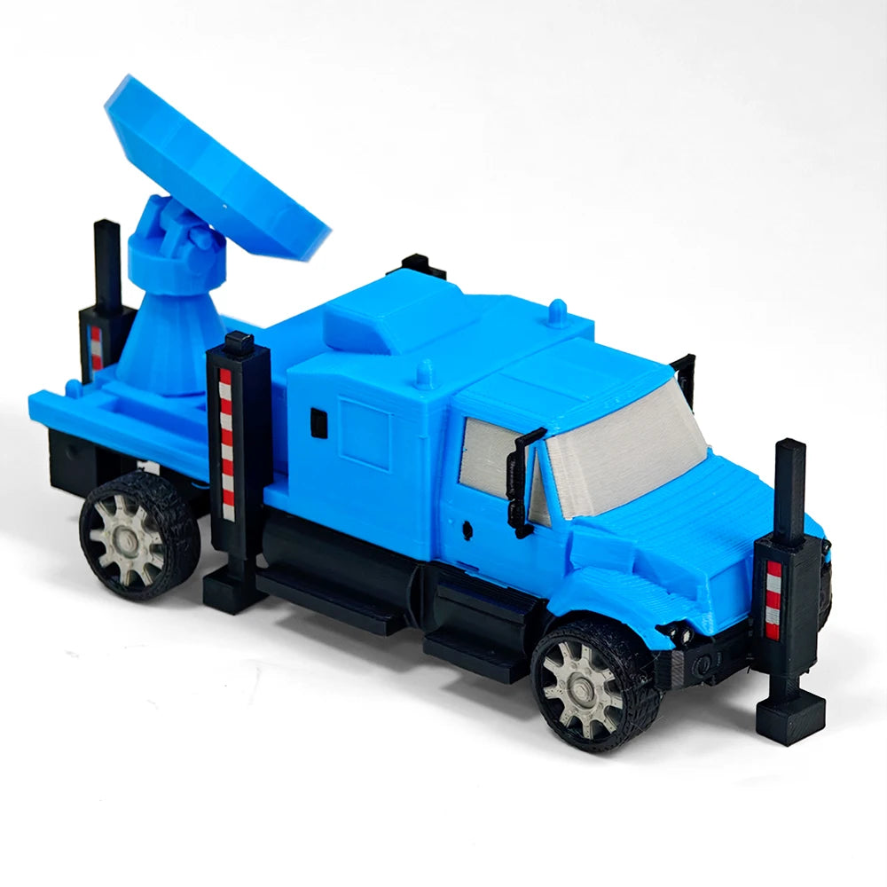 A blue armored car model with a raised turret and black accents.