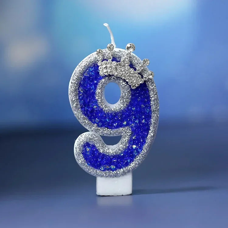 Blue Crown Number Birthday Candle