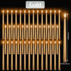 A set of gold-colored flameless LED taper candles with flickering flame effect.