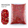 Bag of bright red resin rhinestones for crafting
